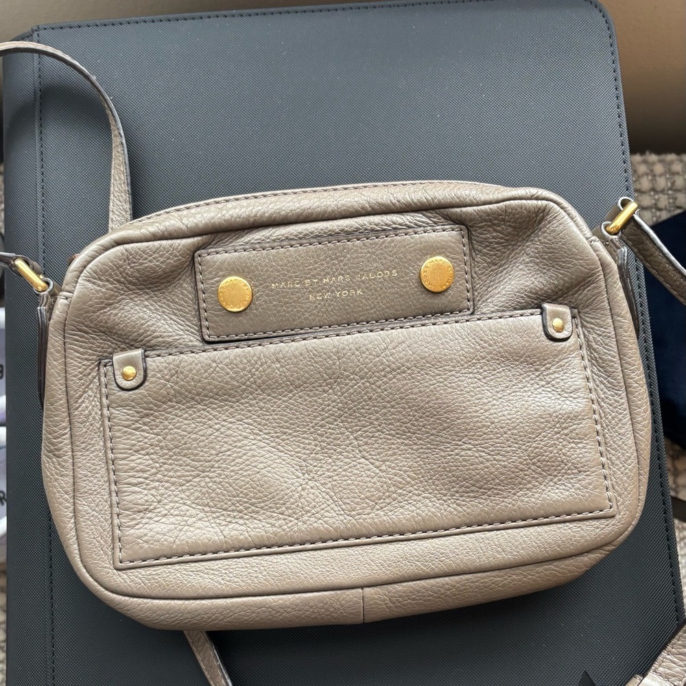 Marc By Marc Jacobs Tan Crossbody Bag with Gold Accents